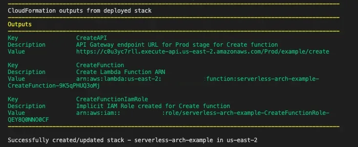 SAM Deploy Success
