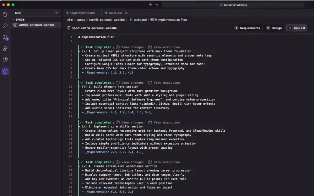 KIRO Tasks