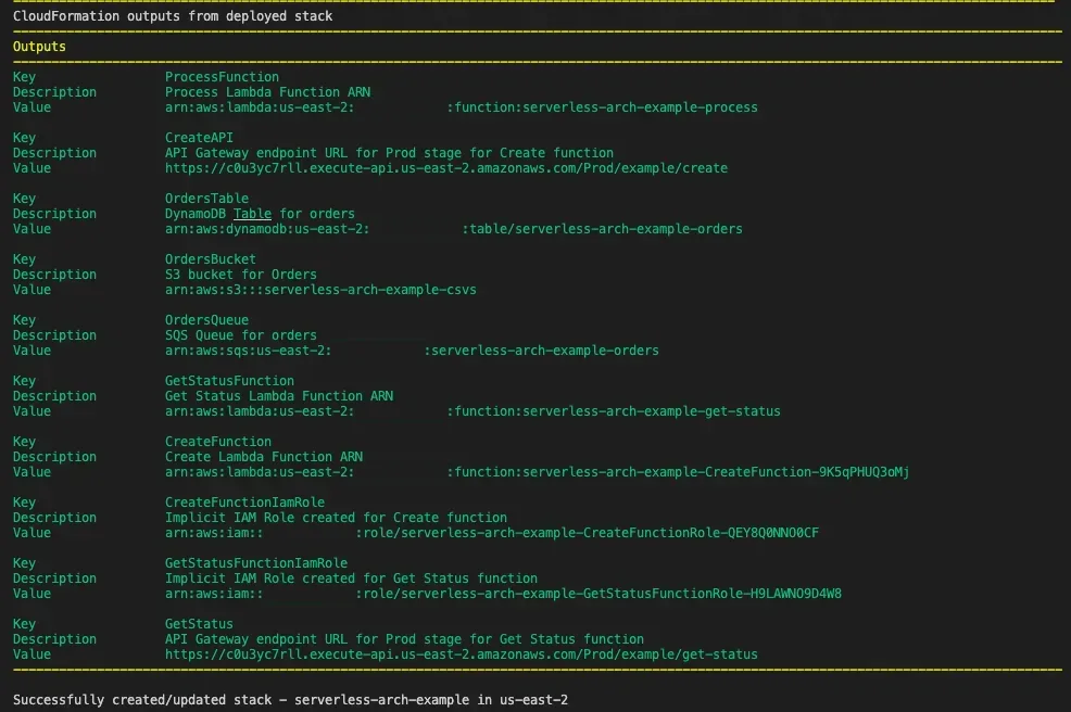 console output