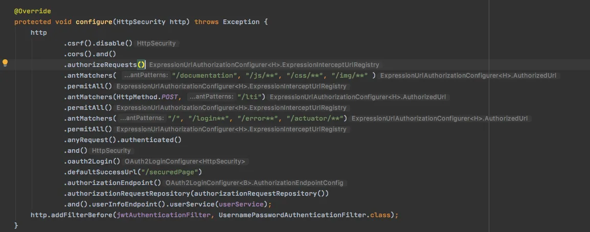 The configure method