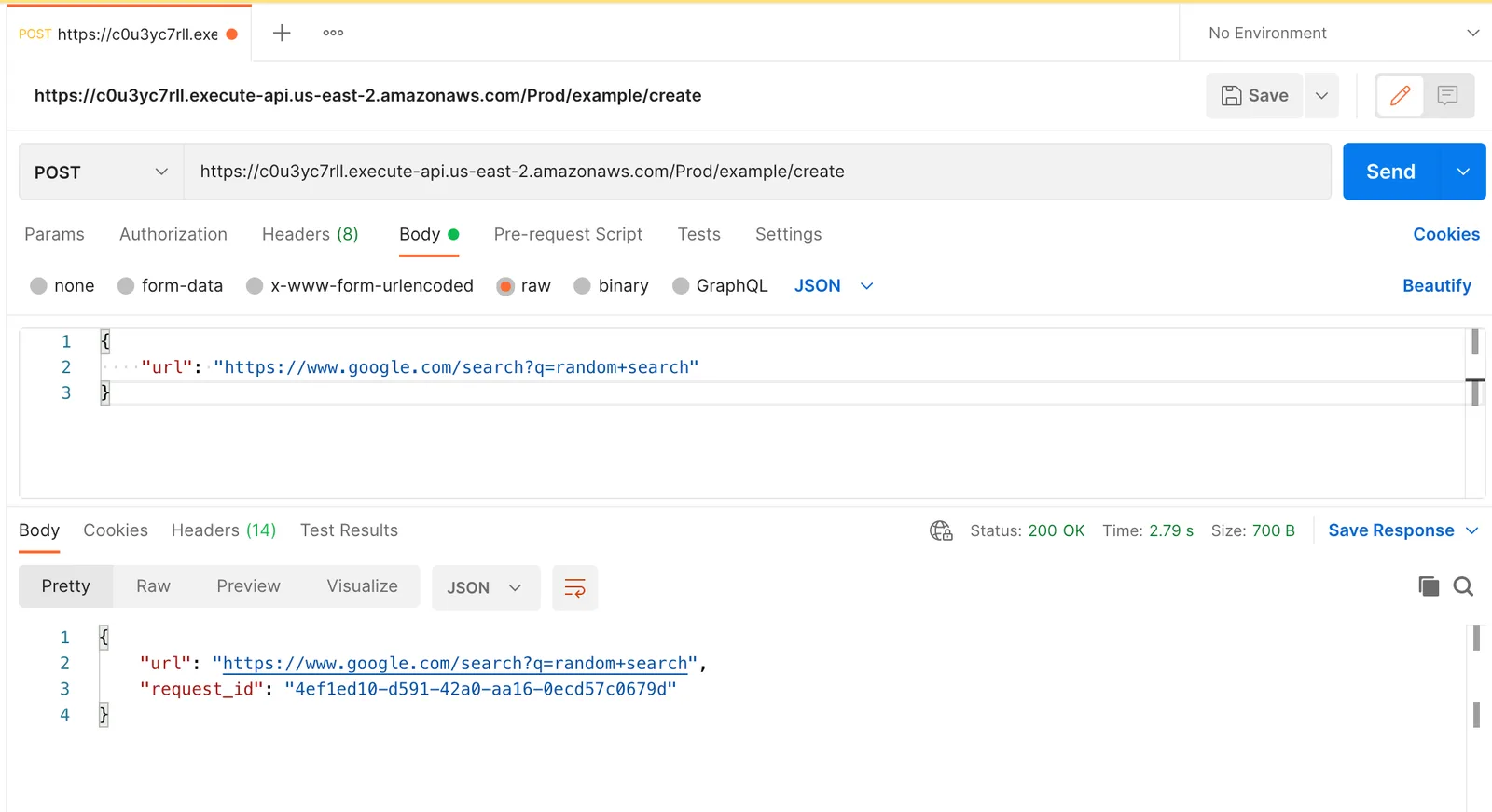 Postman output