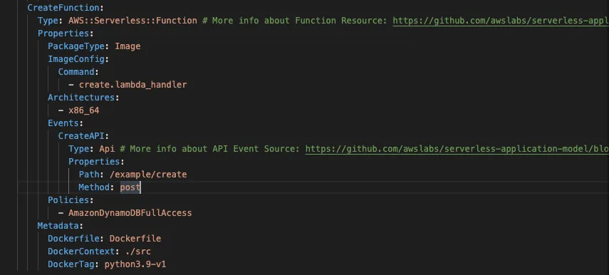 Template policies section