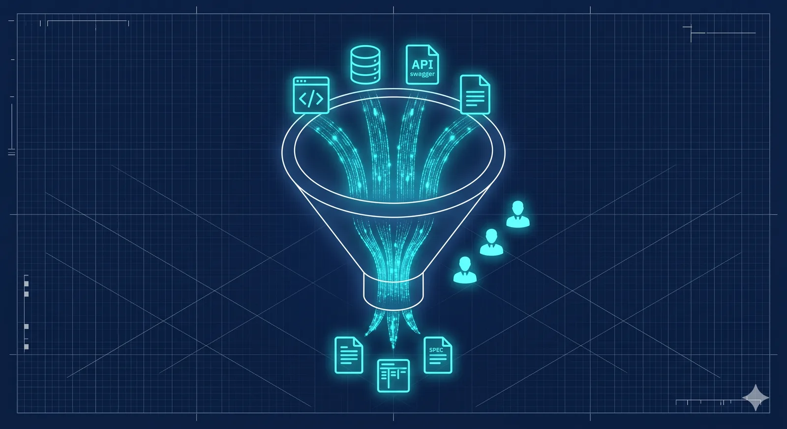 The context funnel — from raw inputs to structured outputs
